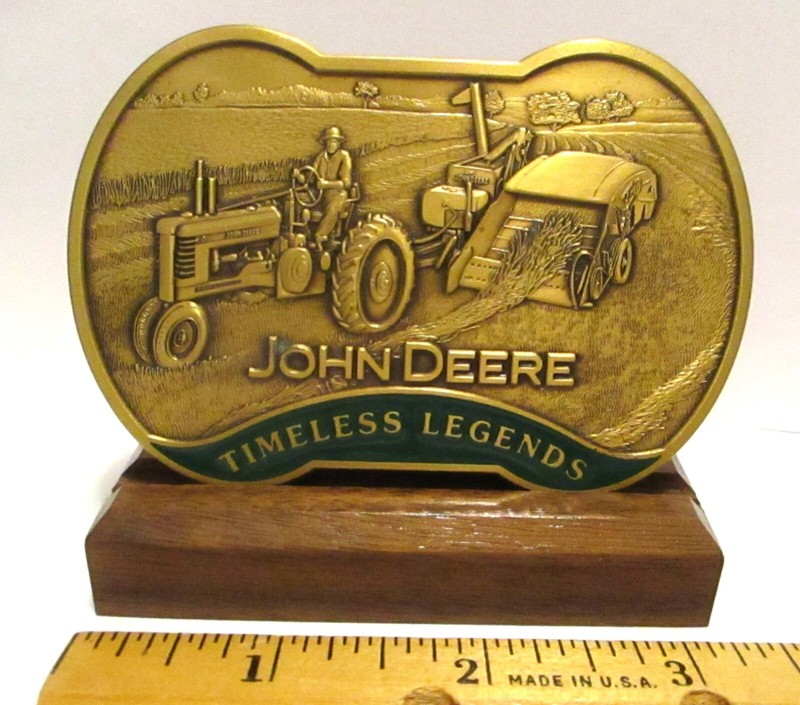John Deere B Tractor & 12A Combine 2003 Brass Timeless Legend Calendar Medallion gallery