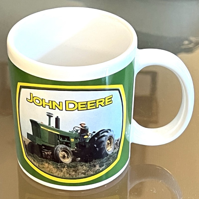 John Deere Tractor Old & New Coffee Mug Cup Houston Harvest Farming 12oz Clean