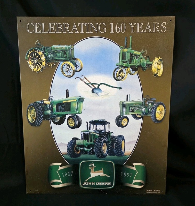 John Deere Celebrating 160 Years Vintage Metal Sign Tractor Farmhouse Decor USA