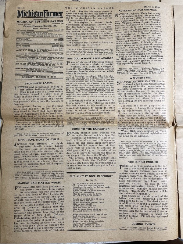 3 Vintage 1935 Michigan Farmer Papers Detroit Livestock Planting Recipes Fruit gallery