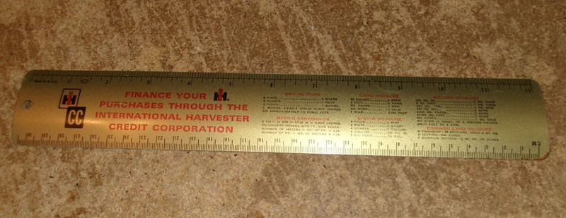 vintage international credit corp. metal 12″ long ruler in good shape used