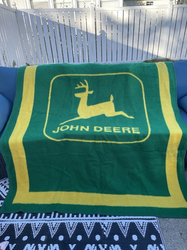 Biederlack John Deere Tractor Farm Throw Blanket USA 56” x 49” Green & Yellow