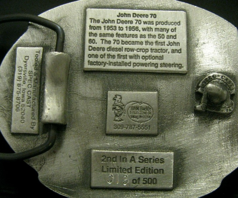 John Deere 70 Tractor Farm Toy Collector 1993 Pewter Belt Buckle Spec Cast jd gallery