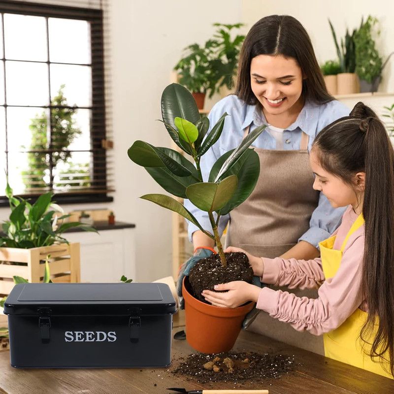 Seed Saving Box, Metal Seed Bin, Seed Storage Organizer, Seed Packet Container w gallery