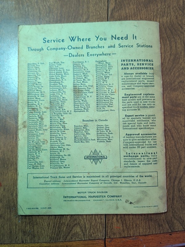 1947 INTERNATIONAL IH TRUCK MODELS KB3 OWNERS MANUAL ORIGINAL gallery
