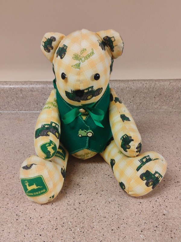 John Deere 14″ Poseable Teddy Bear Handmade Nothing Runs Like a Deere Yellow