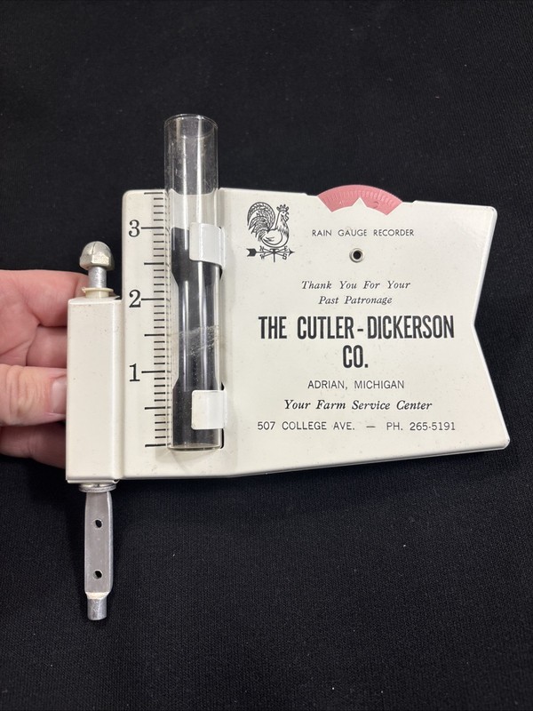 Vintage Cutler Dickerson Adrian Michigan Farm Service Rain Gauge