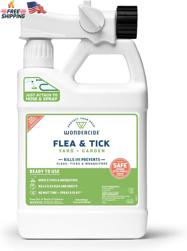 Wondercide - Ready to Use Flea, Tick, and Mosquito Yard Spray with Natural Essen