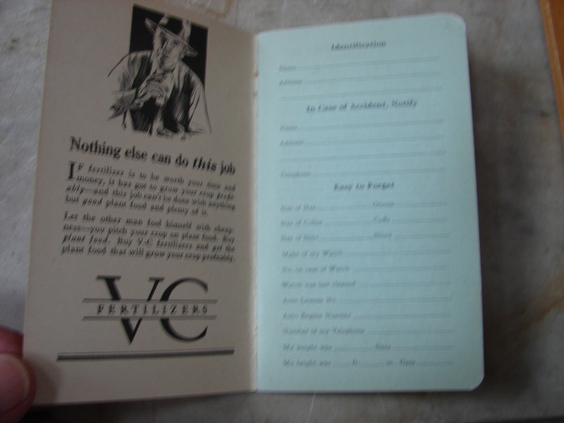 1931 VC Fertilizers Pocket Note Booklet w/ Advertising UNUSED Virginia-Carolina gallery