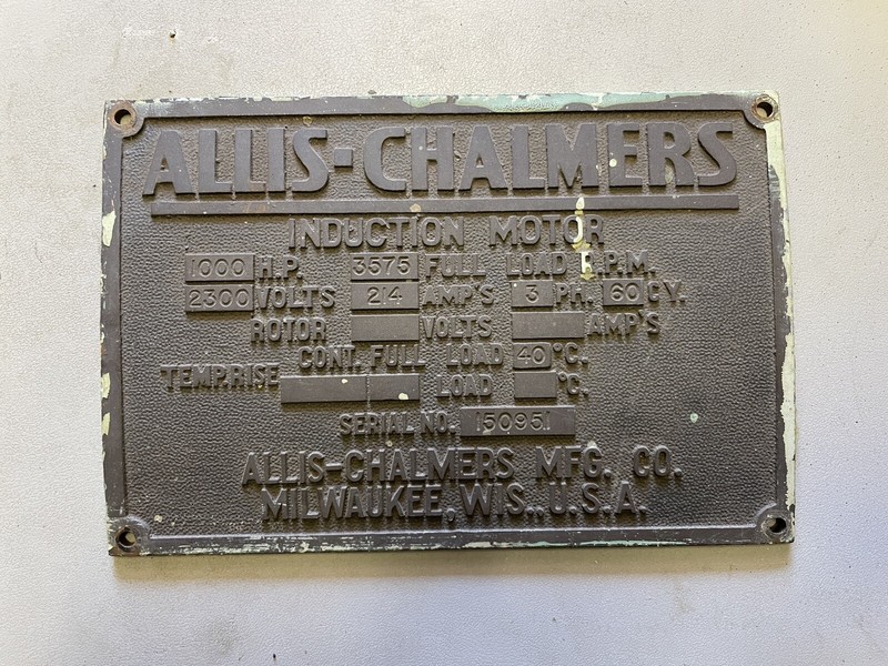 Antique Allis Chalmers Brass Induction Motor Plaque 7.5” x 5”