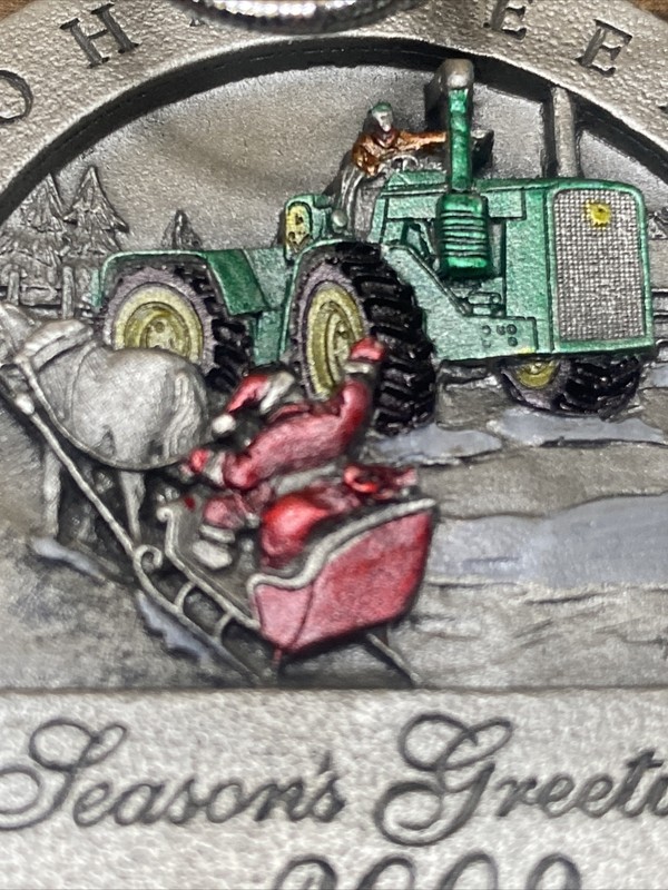 John Deere 8010 Tractor 2009 Seasons Greetings Pewter Christmas Ornament No 14 gallery