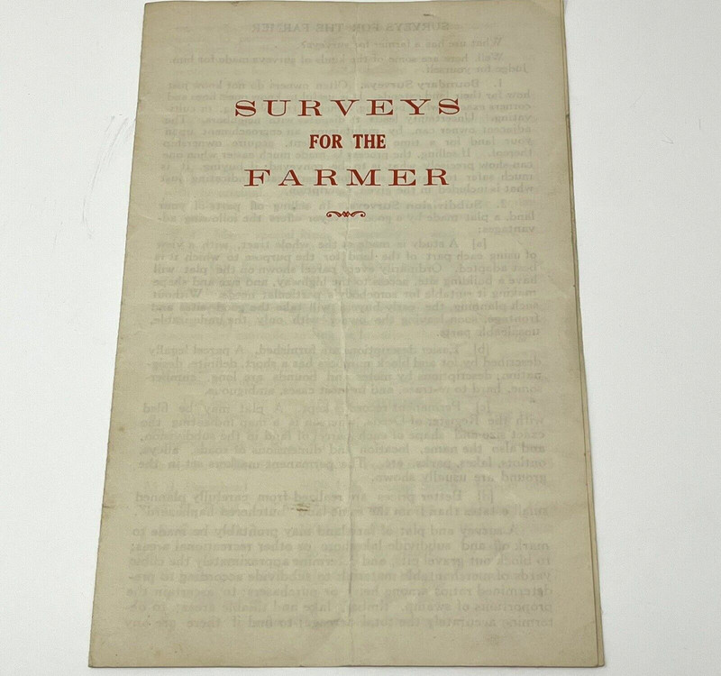 1930s Surveys For The Farmer Minneapolis MN Informational Brochure Pamphlet 30s