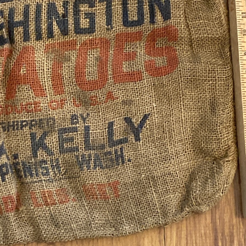Vintage Burlap Potato Sack TROPHY WASHINGTON POTATOES P.A. KELLY 100 Pound gallery