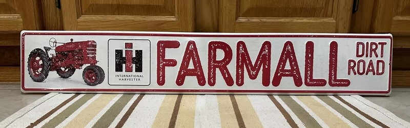 Farmall IH Metal Sign Dirt Road Tractor Vintage Style Wall Decor 36”