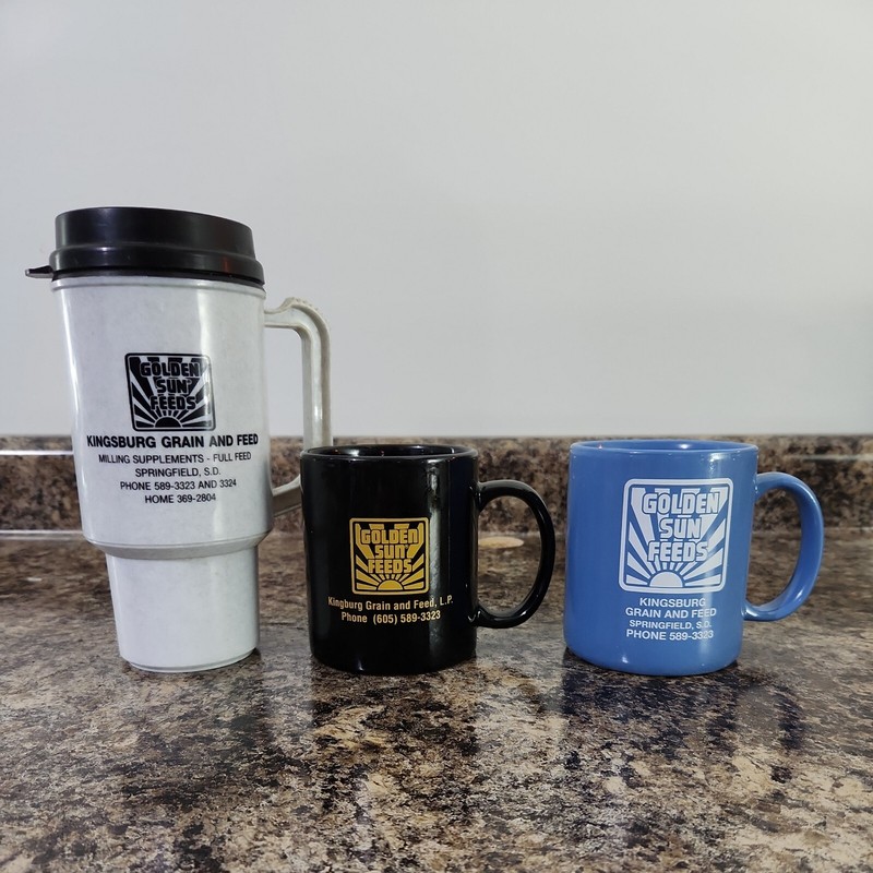 Kingsburg Grain & Feed Coffee Mugs Cups Golden Seed Springfield South Dakota
