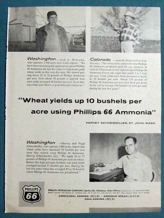 Original 1962 Fertilizer Ad Features Jack Williams of Lind Washtington