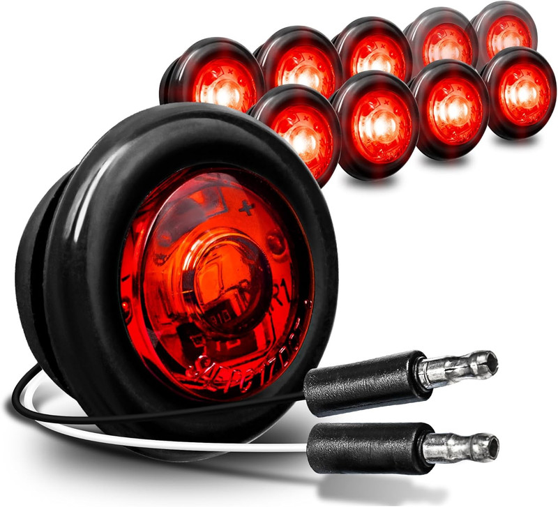 TRUE MODS 10Pc 3/4″ Inch round Red Trailer 12V LED Marker Light [DOT FMVSS 108]