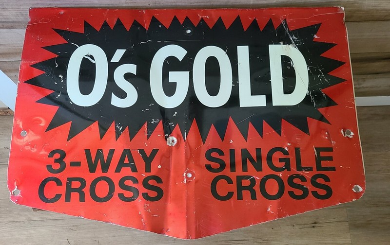 Vintage O's Gold Agriculture Metal Advertising Sign gallery