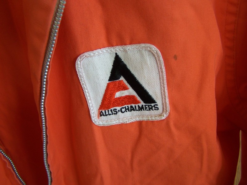 Allis Chalmer Orange Long Sleeve Vintage tractor Jacket Medium Heavy Shirt M gallery
