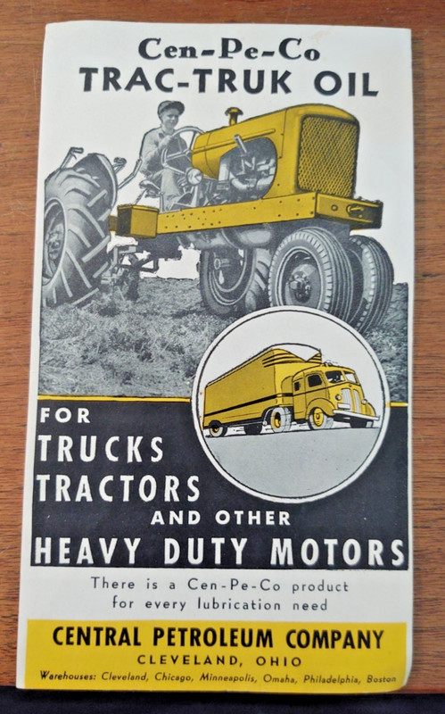 RARE Advertising Blotter Cen-Pe-Co Tractor & Truck Motor Oil Central Petroleum