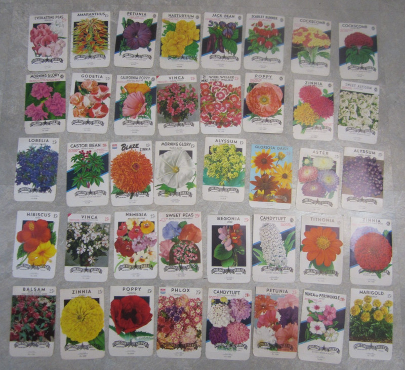 Lot of 40 Old Vintage 1960’s – FLOWER SEED PACKETS – Lone Star – EMPTY