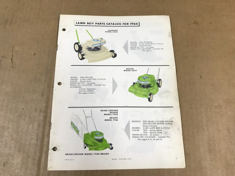 Vintage Lawn-Boy Parts Catalog For 1966