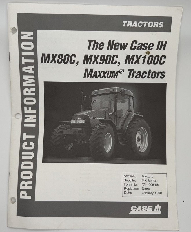 Case IH Maxxum MX80C, MX90C, MX100C Tractor Product Info Pamphlet 1998