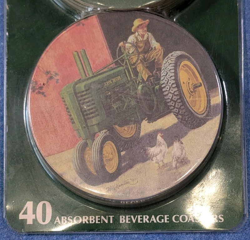 JOHN DEERE Absorbent Beverage Coaster Set of 40 New in Packaging gallery