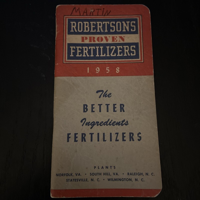 Robertson Proven Fertilizers 1958 Pocket Notepad
