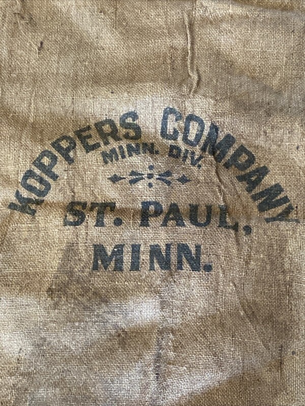RARE Vintage Burlap Sack Koppers Company St. Paul MN Foundry Coke Production USA