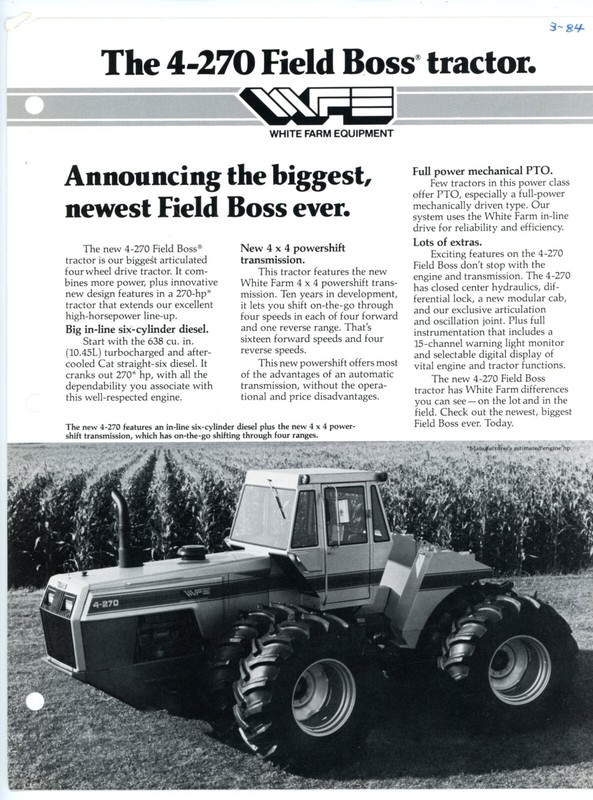 White Field Boss 4-270 sales brochure White Farm Equipment Company