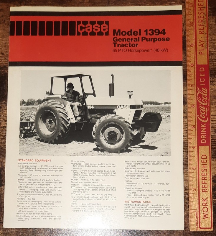 J I Case Model 1394 General Purpose Tractor Brochure 1983 Advertising Specimen