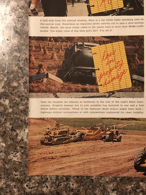 1954 Caterpillar PRINT AD Support New US Highway & Road Construction VTG 1950s gallery