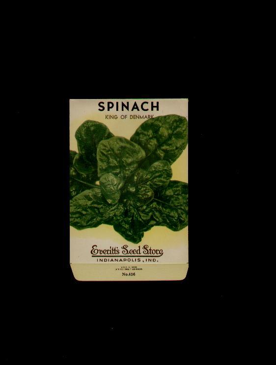 1940’s SPINACH KING DENMARK LITHO SEED PACKET- EVERITT’S SEED, INDIANAPOLIS,IND