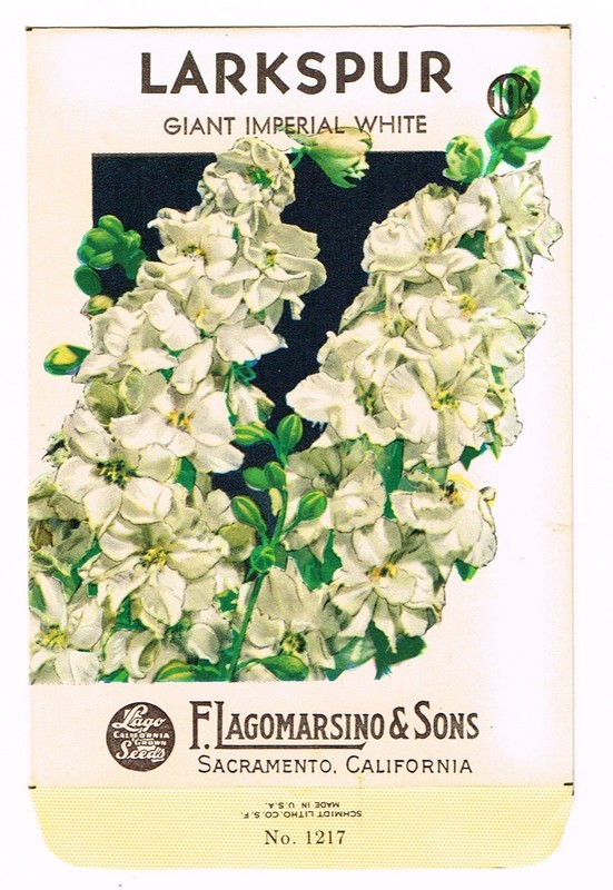 ORIGINAL VINTAGE SEED PACKETS FLOWERS C1930S-1940S SACRAMENTO LARKSPUR IMERIAL