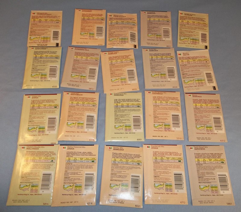 Vtg LOT 20 UNOPENED NORTHRUP KING FLOWER SEED PACKETS ALL DIFFERENT 1987 gallery