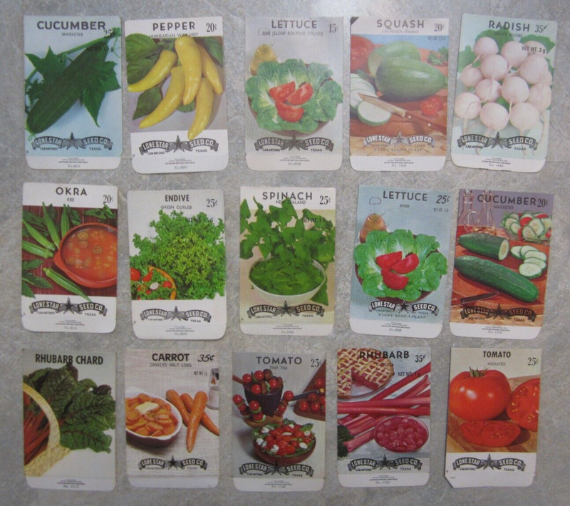 Lot of 15 Old Vintage 1970’s – Vegetable – SEED PACKETS – PHOTO STYLE – Empty