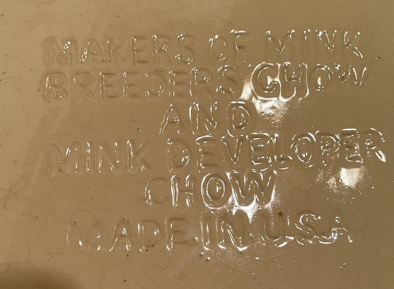Vintage Ralston Purina Mink Chow Advertising Watt Pottery Bowl Feed Tray gallery