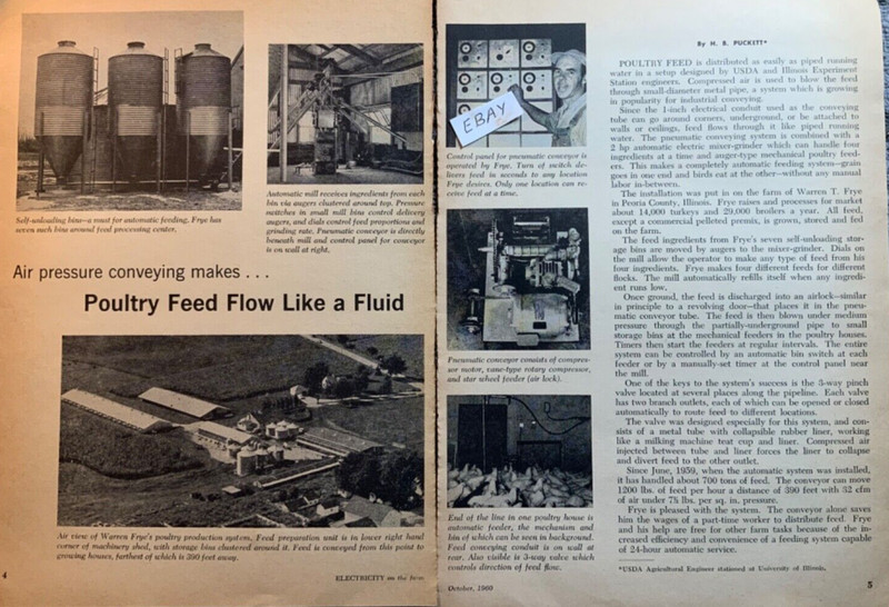 1960 Magazine Ad. Warren T. Frye. Peoria County, Illinois. Poultry Farmer