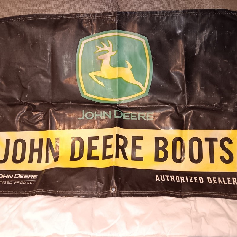 John Deere Boots Banner Vinyl 6 Metal Grommets 35in x 25in Age Pinta gallery