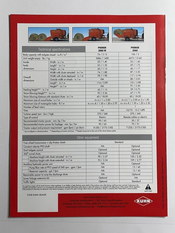 Kuhn Primor 2060 M and 3560 Bale Processors Sales Brochure *Showroom Booklet* gallery