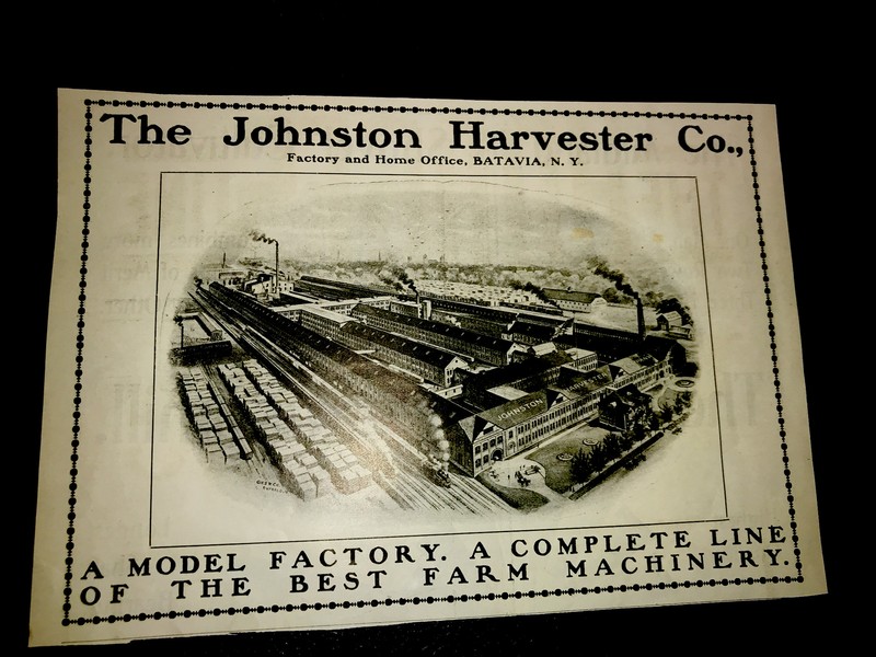 1903 The Johnston Harvest Co. Farm Advertising – Batavia – New York