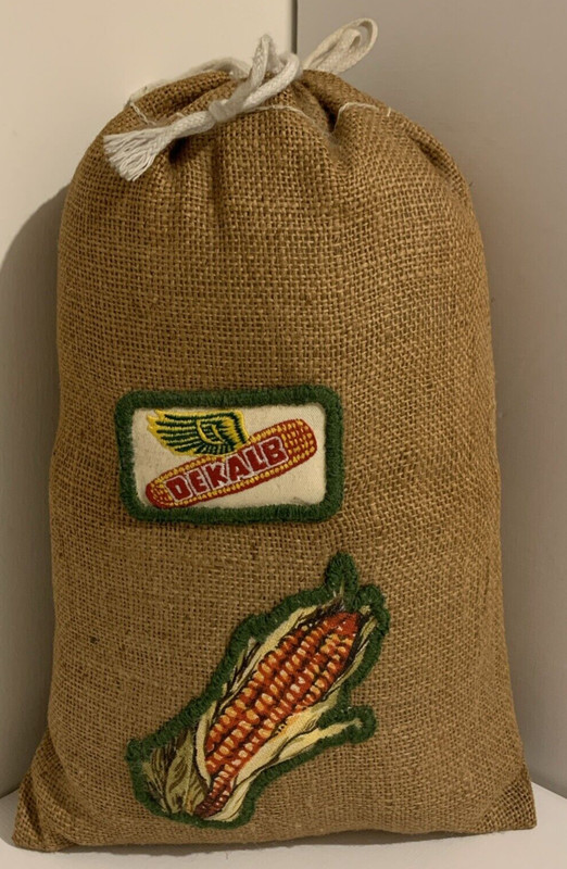 Vintage DeKalb Corn Patch Burlap Bag Sack 15×10 Cotton Filled Rustic Farm Decor