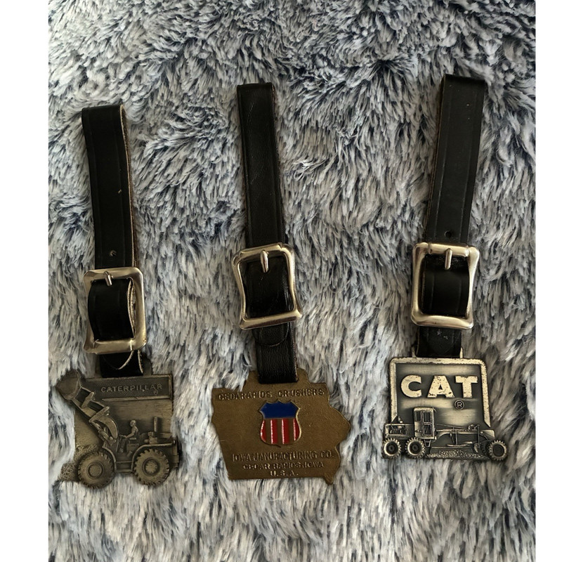 Caterpillar CAT Agriculture vintage pocket watch fobs Lot of 3 Leather Straps