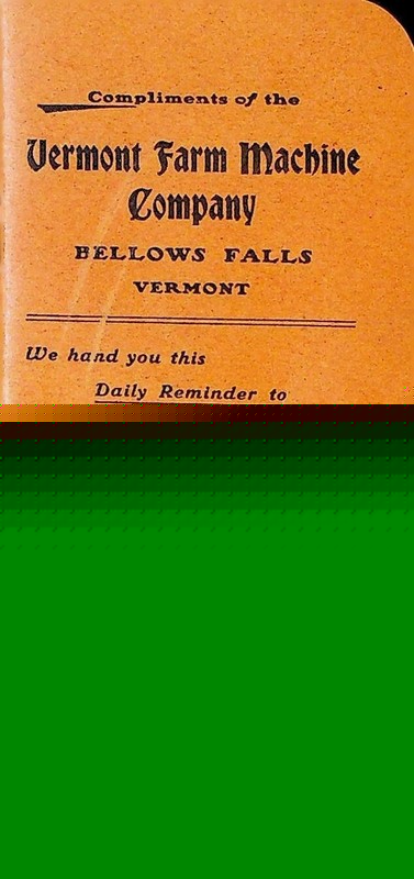 Vermont Farm Machine Company Memo Book 1903 Bellows Falls US Cream Separator