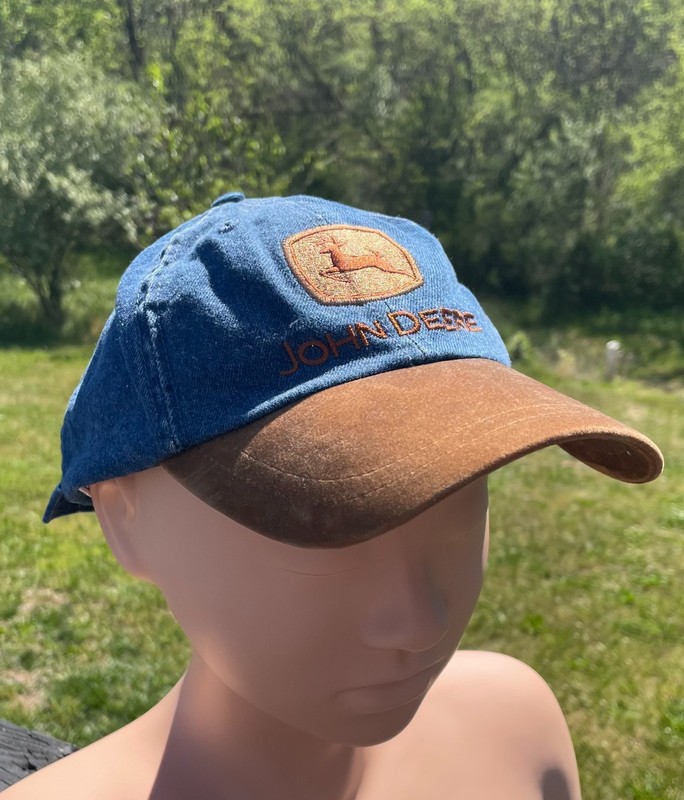 JOHN DEERE-VINTAGE Denim/Suede Brown Cap, Cary Francis Group Owners Edition-NWOT