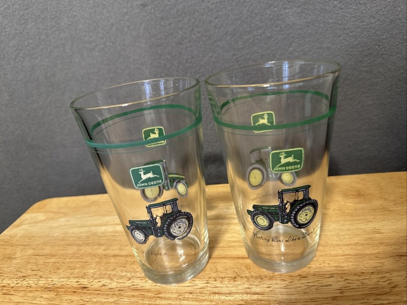 2 John Deere Drinking Glasses 16 Oz GUC Please Read gallery