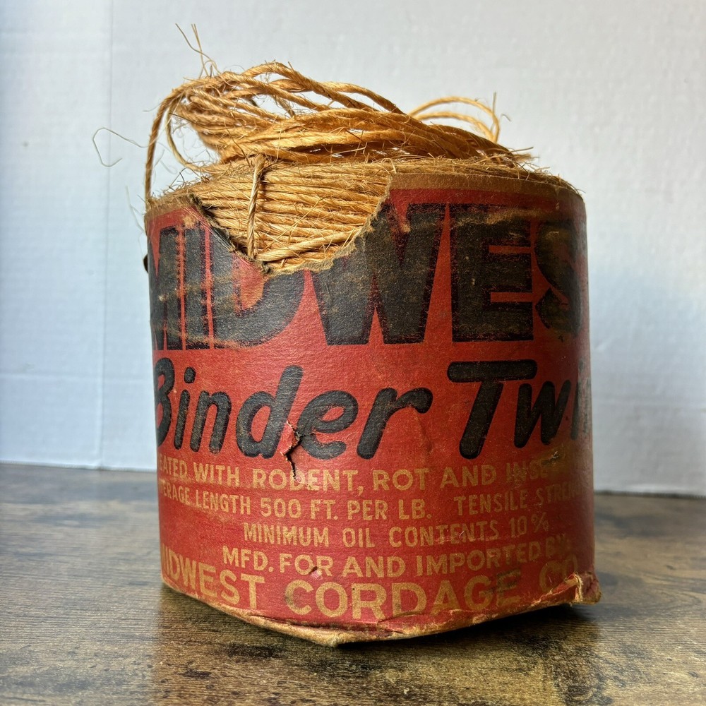 Vintage Midwest Cordage Co Binder Twine Full Roll Treated Product Of Mexico