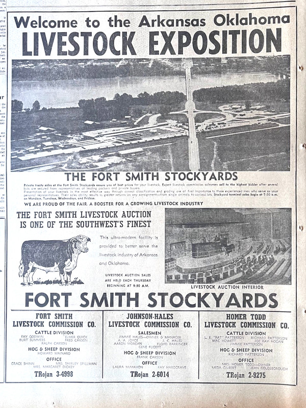 1961 newspaper ad for Arkansas Oklahoma LiveStock Expo – Fort Smith Arkansas