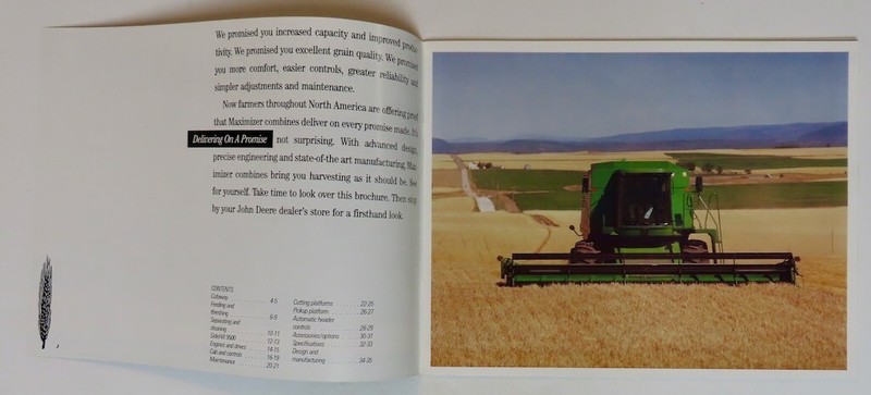 JOHN DEERE 1992 Maximizer Combines Brochure Mint Condition gallery